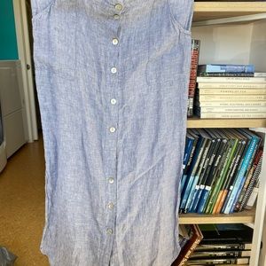 Tahari 100% Linen Button Front Midi Skirt L